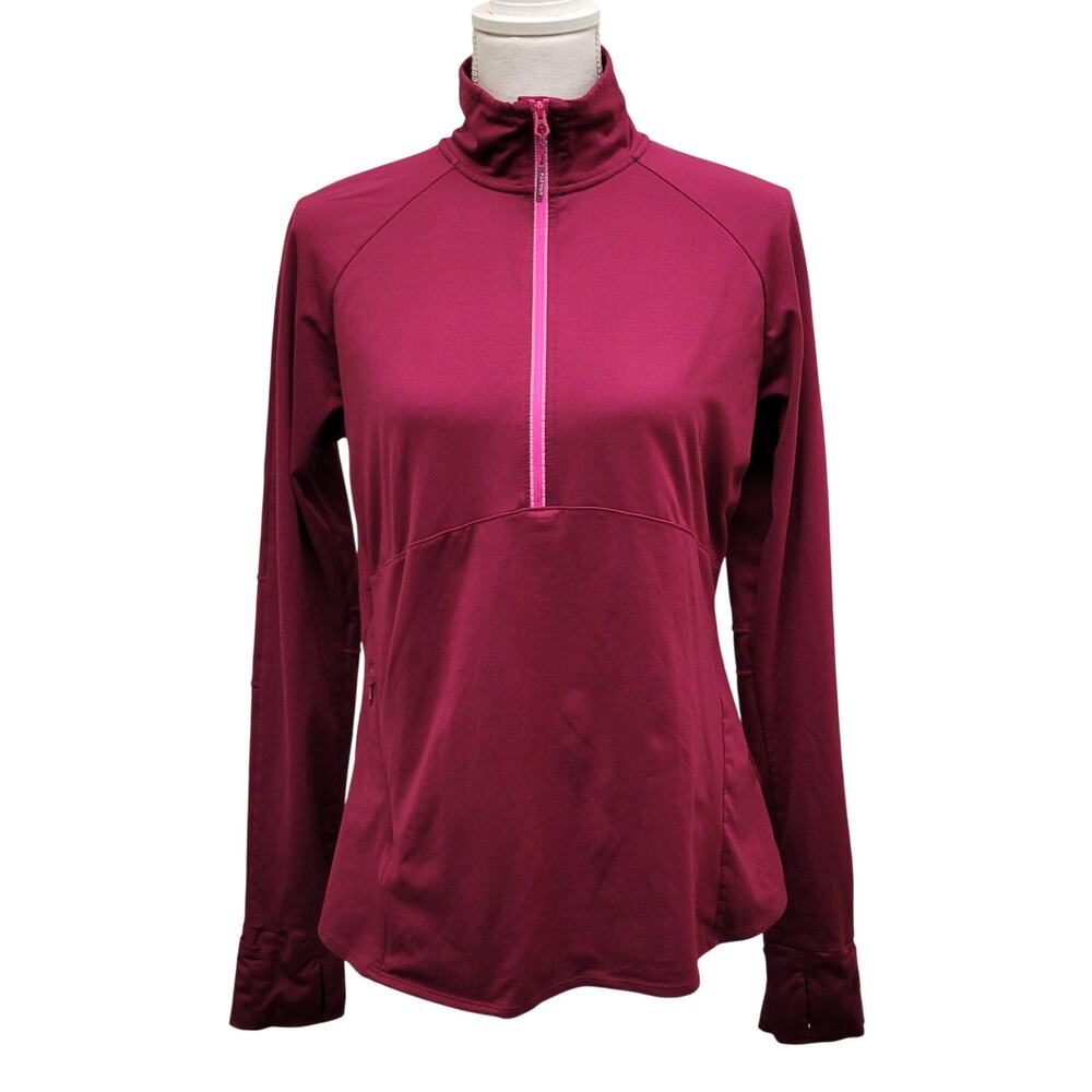 Athleta Malibu Half Zip Running Top Medium Burgundy